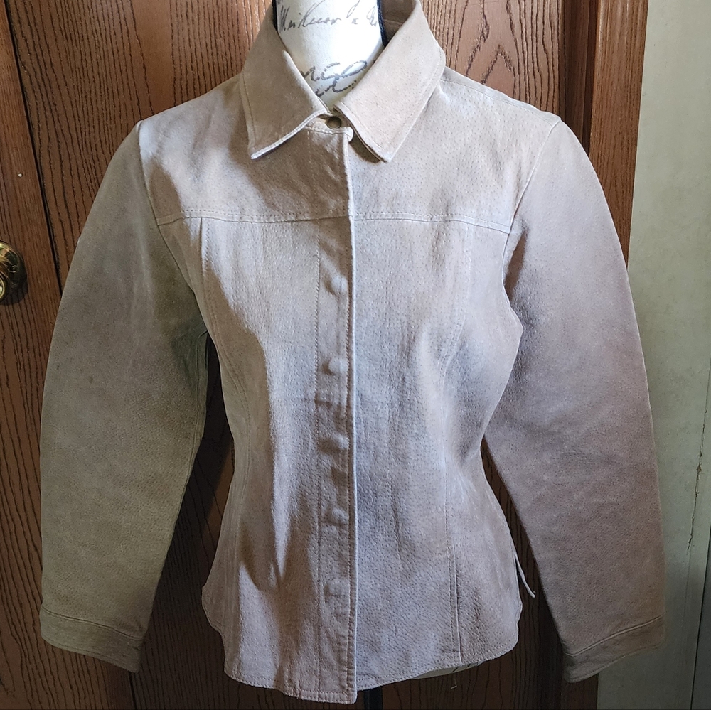 Vintage Wilsons Leather Beige Leather Jacket Size Medium